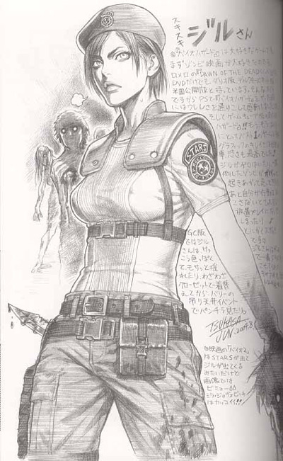 tsukasa jun, jill valentine, capcom, resident evil, head, scan, traditional media, translation request, 00s, 2004, angry, belt, belt pouch, beret, blood, border, cargo pants, decapitation, empty eyes, frown, gloves, glowing, glowing eyes, guro, hat, holding, holding detached head, knife, lips, logo, military, military uniform, monochrome, o o, pants, pouch, shirt, short hair, shoulder pads, sketch, standing, strap, swept bangs, t-shirt, tongue, weapon, zombie