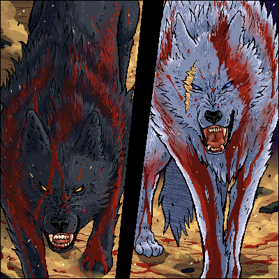 darcia, kiba, wolf's rain, lowres, 00s, blood, no humans, oekaki, wolf