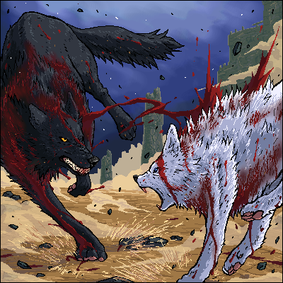 lowres, blood, no humans, oekaki, wolf