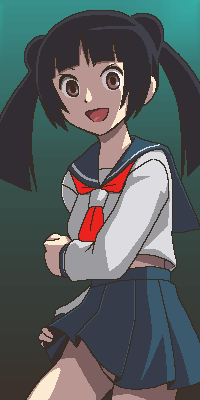 awa, kotonon, sayonara zetsubou sensei, lowres, 00s, jaggy lines, oekaki, school uniform, serafuku, solo, twintails