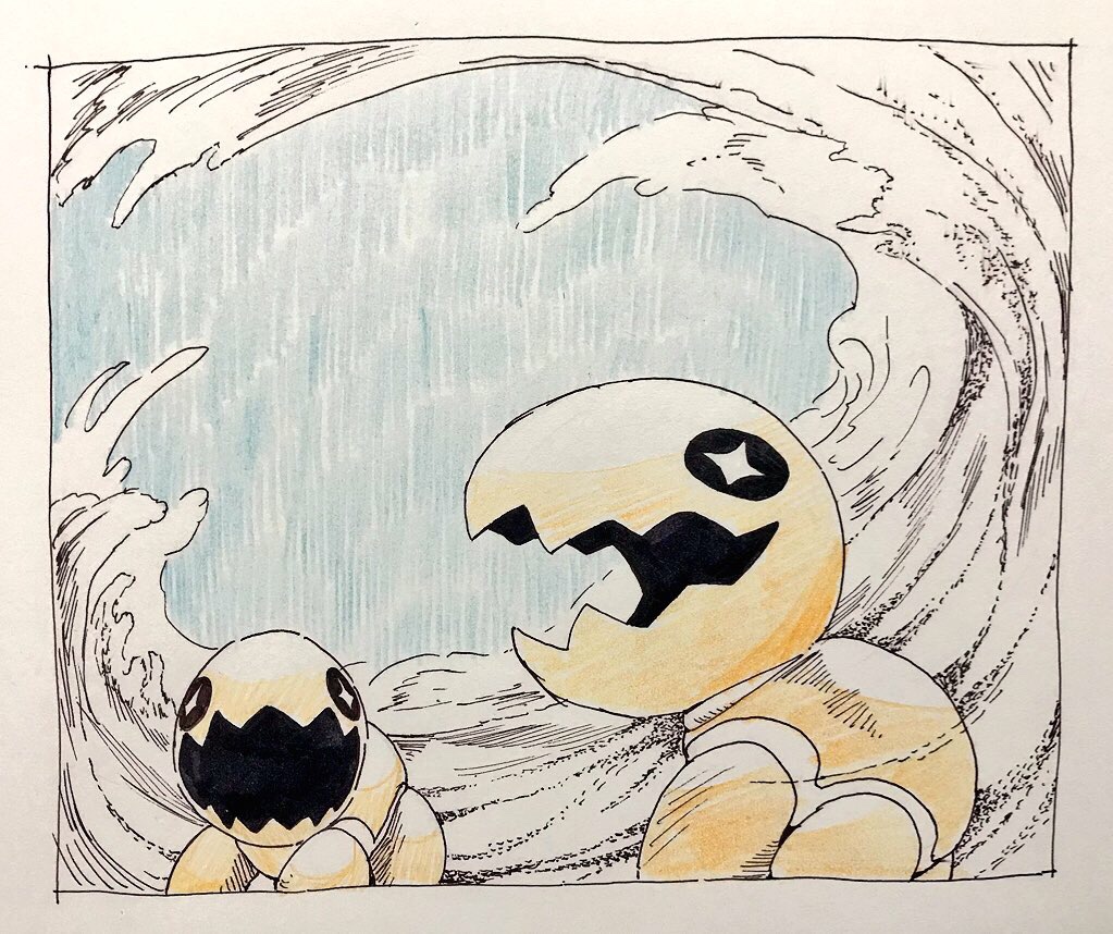 mint nappa, trapinch, nintendo, pokemon, commentary request, border, cross-shaped pupils, gen 3 pokemon, no humans, open mouth, pokemon (creature), sand, symbol-shaped pupils, white border