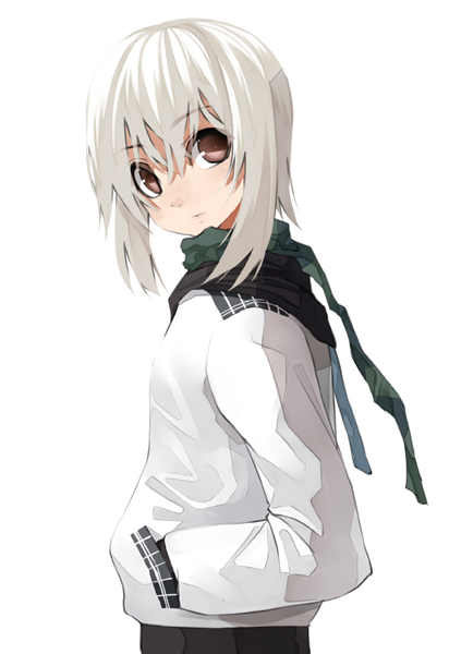 murata taichi, original, tagme, scarf, short hair, solo, white hair