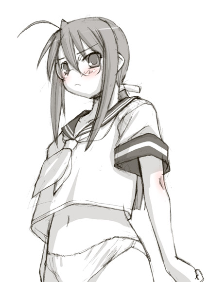 kasuga yukihito, hasegawa chisame, mahou sensei negima!, 00s, glasses, panties, school uniform, serafuku, solo, underwear