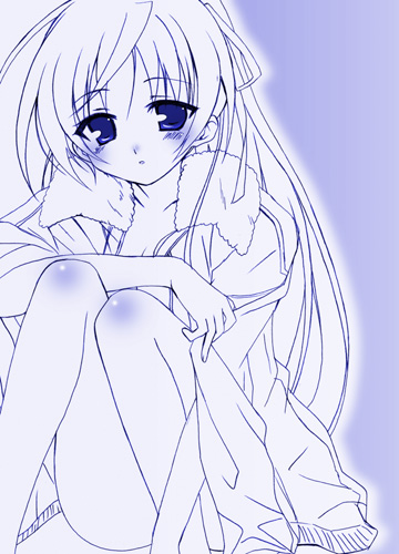 ikeda jun (aquaqua), ichijou eika, sky girls, lowres, 00s, blush, jacket, monochrome