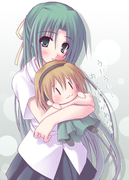 kago no tori, houjou satoko, sonozaki mion, sonozaki shion, higurashi no naku koro ni, no naku koro ni (series), bad id, bad pixiv id, translation request, 00s, 1girl, blush, character doll, doll, female focus, green eyes, green hair, matching hair/eyes, solo, text focus