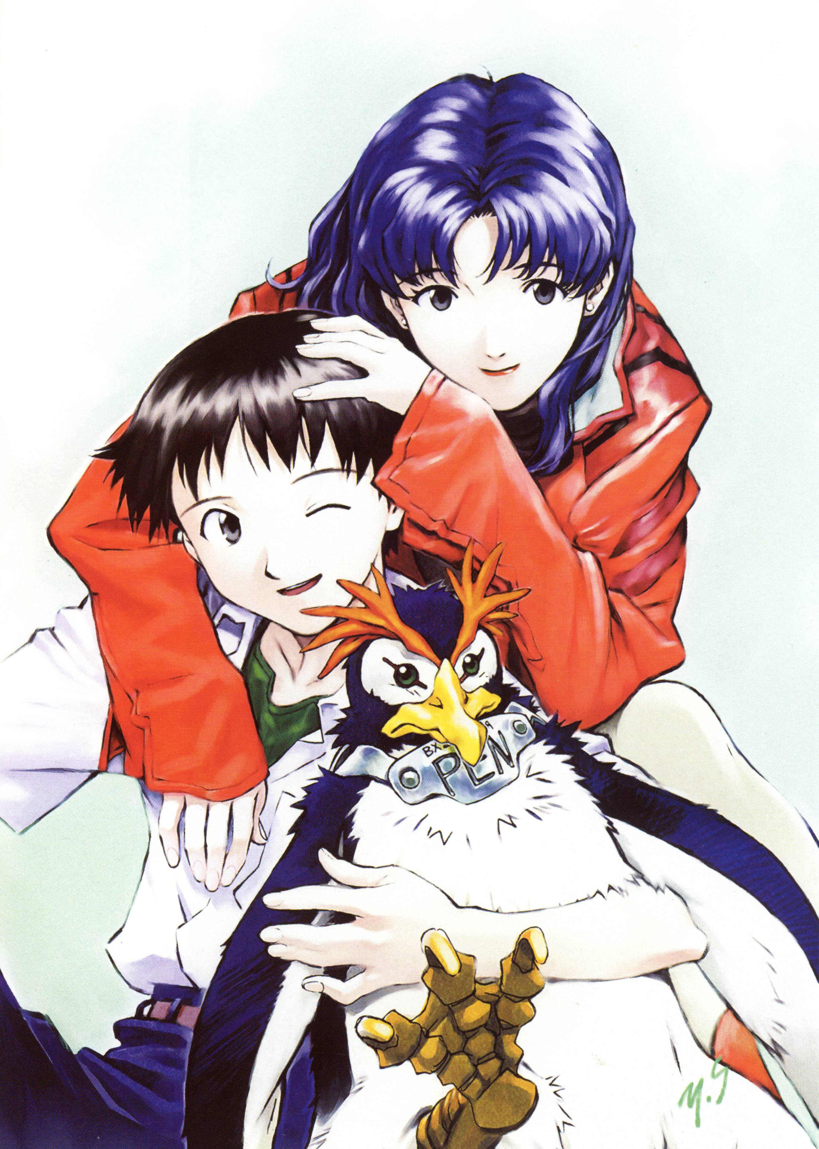 ikari shinji, katsuragi misato, penpen, neon genesis evangelion, absurdres, highres, 1boy, 1girl