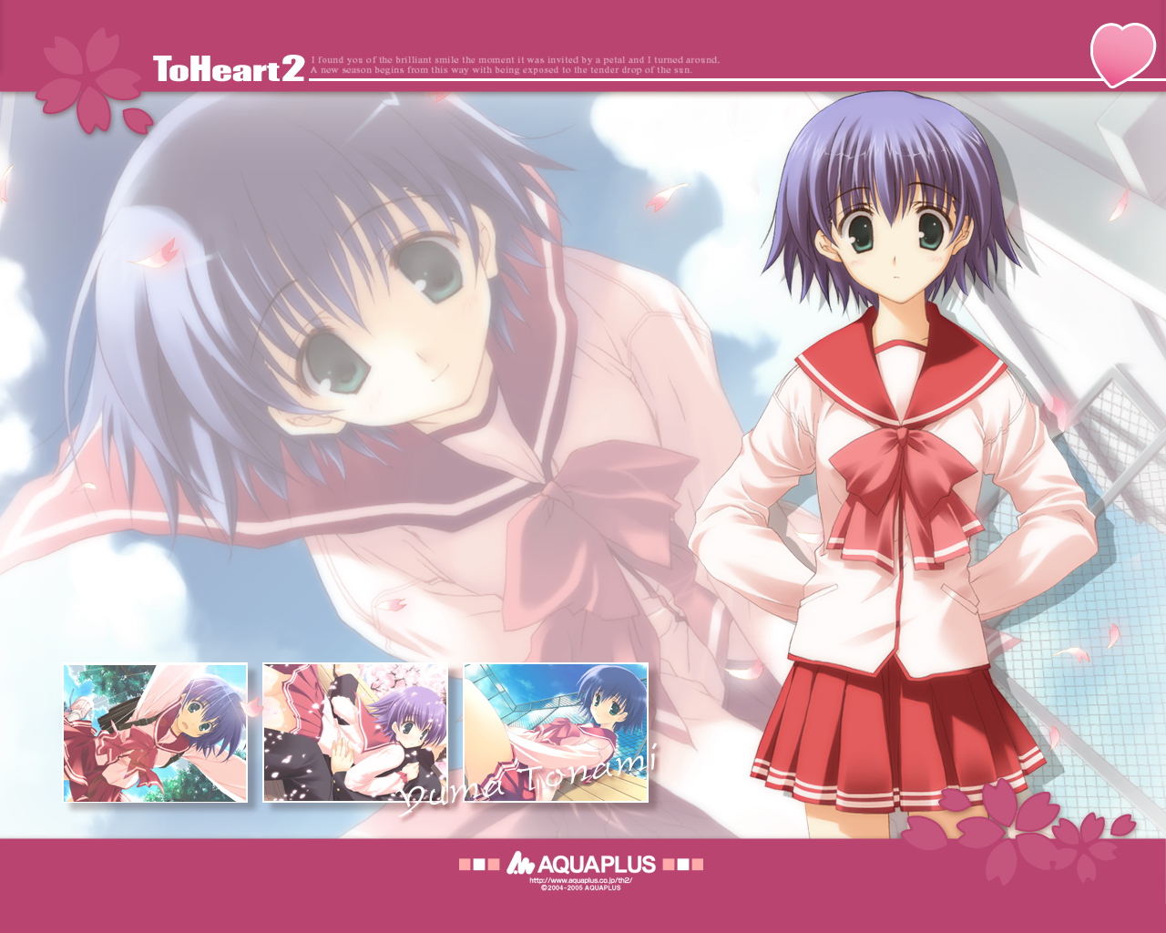 mitsumi misato, tonami yuma, aquaplus, to heart (series), to heart 2, 00s, school uniform, serafuku