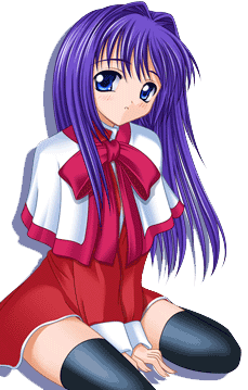 minase nayuki, kanon, animated, animated gif, lowres, 1girl, blinking, blue eyes, blue hair, female focus, matching hair/eyes, red skirt, school uniform, serafuku, skirt, solo, thighhighs, transparent background
