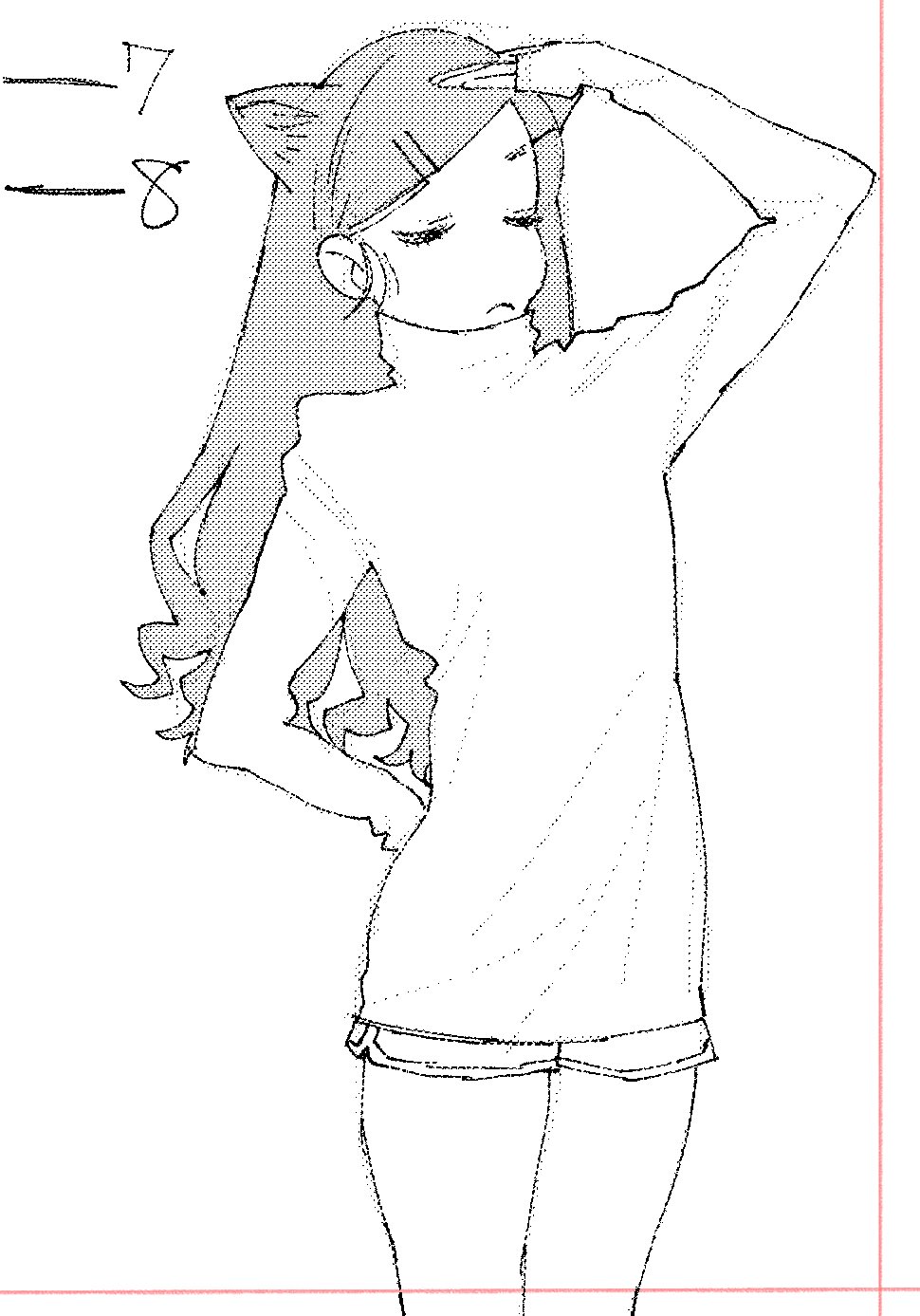 pukunosu8, original, highres, 1girl, animal ears, cat ears, closed eyes, closed mouth, greyscale, hair ornament, hairclip, long hair, monochrome, sleeping, solo, sweater