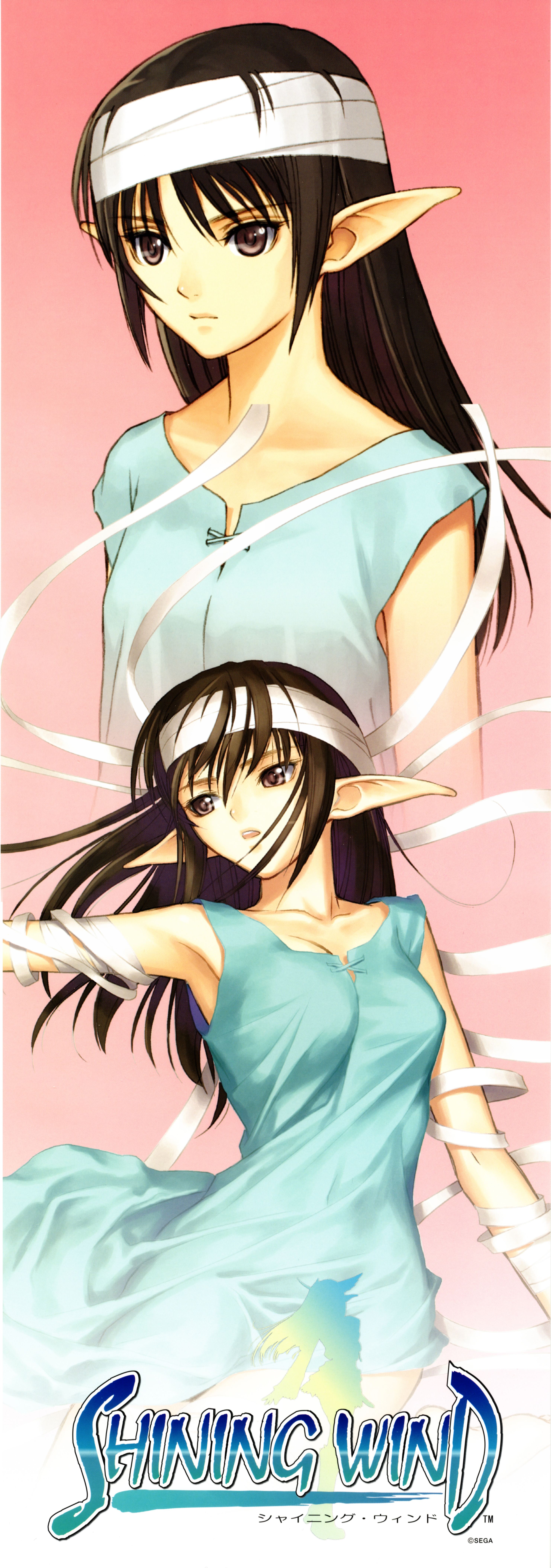 tony taka, xecty ein, sega, shining (series), shining wind, absurdres, highres, long image, tagme, tall image, color halftone