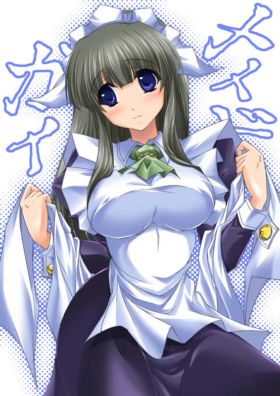 maho (yakimorokoshi), mashuu (masyu), fubuki (kamen no maid guy), kamen no maid guy, 00s, black hair, blue eyes, blush, maid, solo