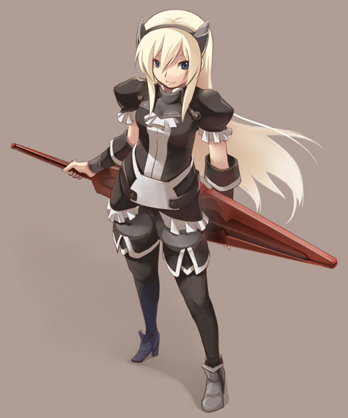 kazuki sanbi, fatina, druaga no tou, 1girl, blonde hair, blue eyes, female focus, full body, gothic lolita, lolita fashion, long hair, pantyhose, solo