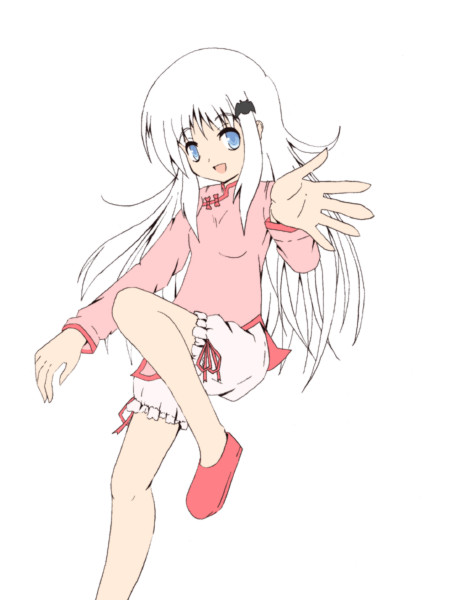 hinagi hiyaya, noumi kudryavka, little busters!, original, blue eyes, long hair, pajamas, solo