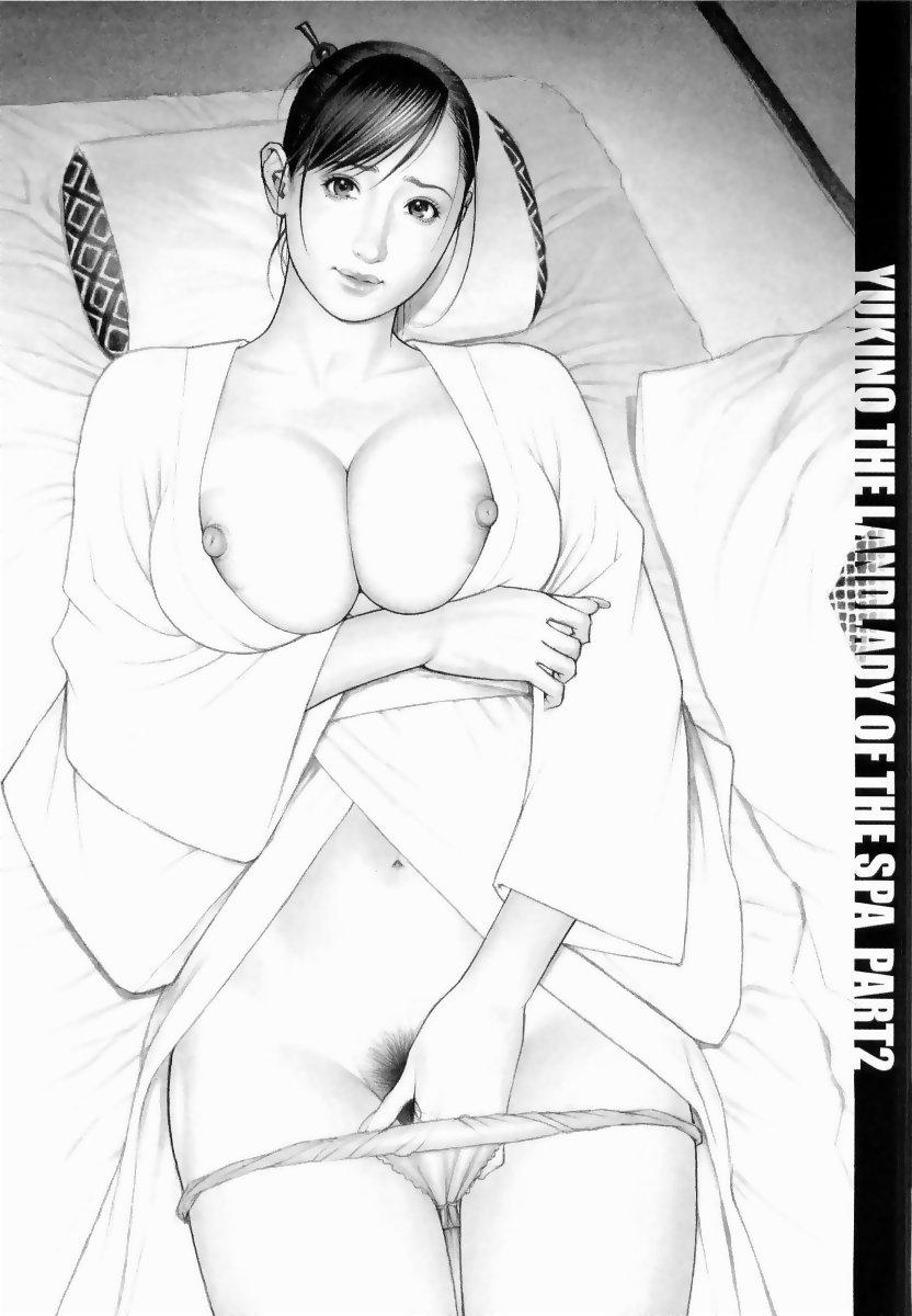 izayoi seishin, highres, scan, 1girl, aokikunio, breasts, cleavage, copyright name, cowboy shot, english text, female focus, female pubic hair, fingernails, french nails, futon, greyscale, indoors, japanese clothes, kimono, large breasts, legs together, long fingernails, looking at viewer, lying, monochrome, nipple slip, nipples, no bra, on back, open clothes, panties, panty pull, parted bangs, pillow, pubic hair, pulling own clothes, solo, swept bangs, tatami, text focus, underwear, yukata