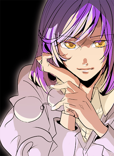 himuka roko, roko (artist), tieria erde, gundam, gundam 00, bad id, bad pixiv id, lowres, 00s, 1boy, androgynous, glasses, male focus, purple hair, solo, trap, yellow eyes