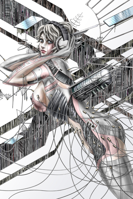 tanupo, android, antennae, cable, cyborg, headphones, robot, science fiction, solo