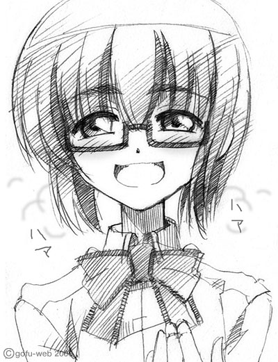 gofu, tabaruzaka saki, kamen no maid guy, traditional media, 00s, greyscale, monochrome, sketch, solo
