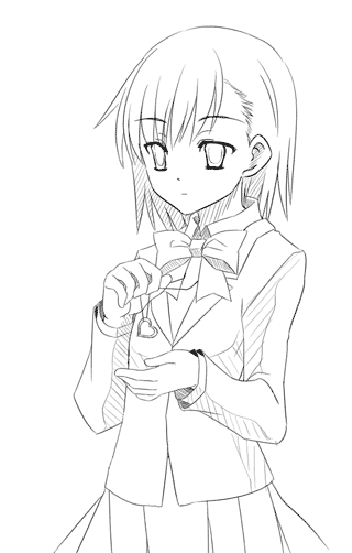 yuuji overall, misaka imouto, misaka imouto 10032, original, toaru majutsu no index, 00s, 1girl, blazer, female focus, greyscale, jacket, lineart, monochrome, school uniform, simple background, solo, white background