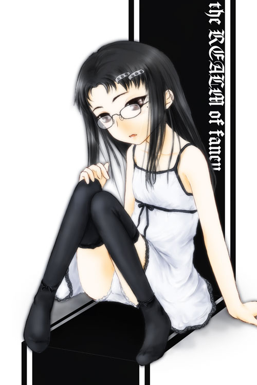 you-tea, original, 1girl, female focus, glasses, hair ornament, hairclip, panties, solo, thighhighs, underwear