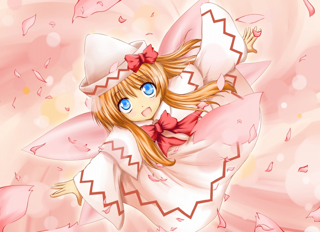 kiriha, kiriharayu, lily white, touhou, 1girl, blonde hair, female focus, hat, long hair, ribbon, solo, wings