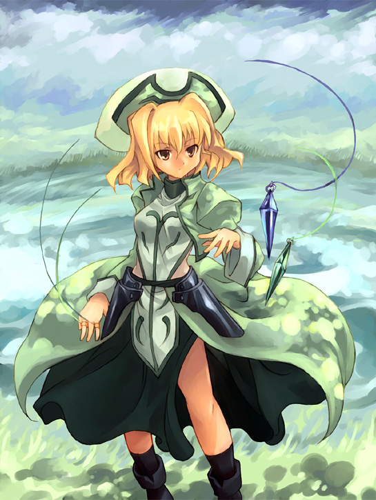 kouno hikaru, klarwind, shamal, lyrical nanoha, mahou shoujo lyrical nanoha, mahou shoujo lyrical nanoha a's, 00s, blonde hair, hat, short hair, solo, yellow eyes