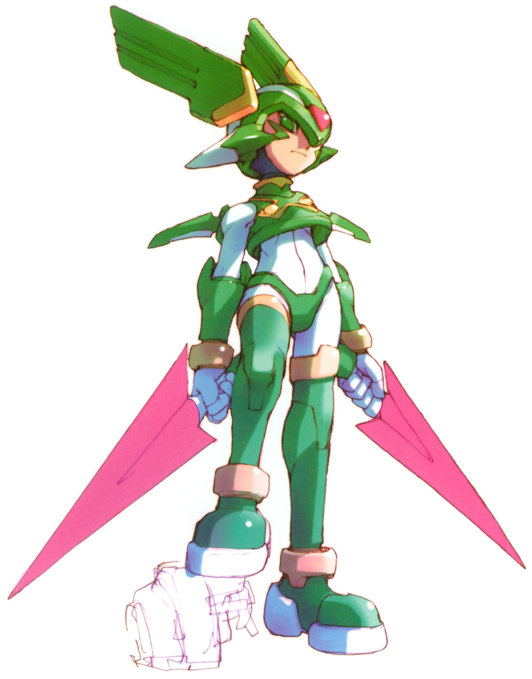nakayama tooru, sage harpuia (mega man), capcom, mega man (series), mega man zero (series), highres, official art, 1boy, male focus, solo