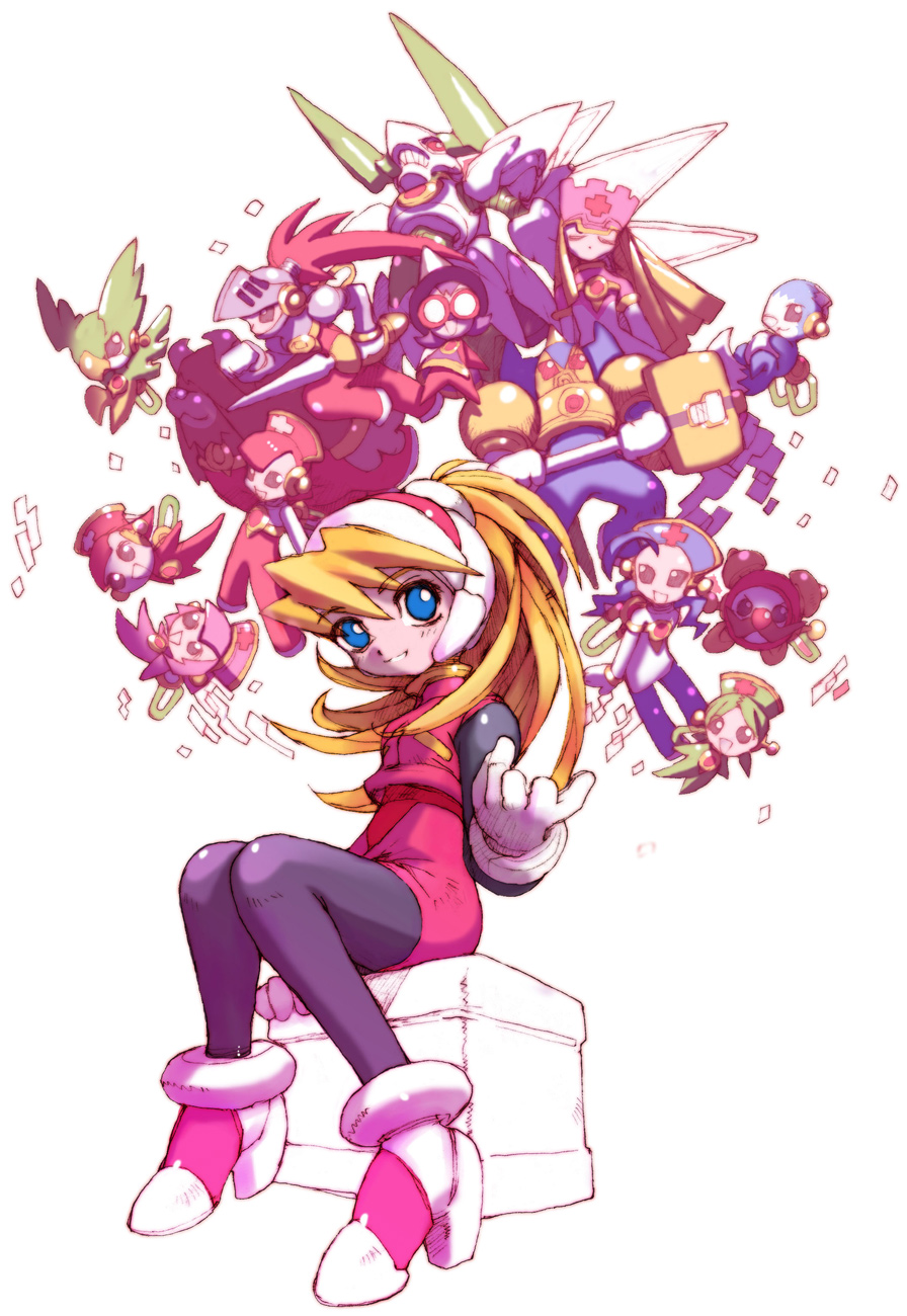 nakayama tooru, ciel (mega man), capcom, mega man (series), mega man zero (series), highres, official art, 6+girls, cyber elf (mega man), multiple girls