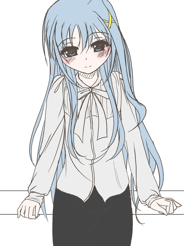 frapowa, reinforce zwei, lyrical nanoha, mahou shoujo lyrical nanoha, mahou shoujo lyrical nanoha strikers, 00s, 1girl, blue eyes, blue hair, female focus, hair ornament, matching hair/eyes, solo, x hair ornament