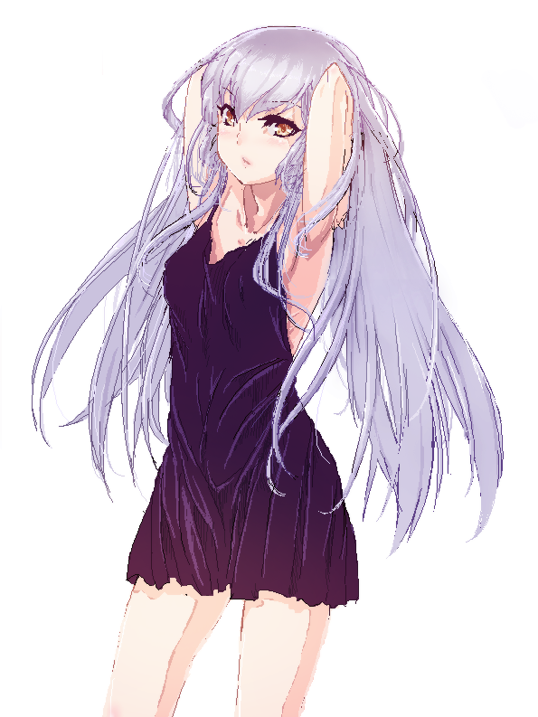 kirisato itsuki, hoshino ruri, kidou senkan nadesico, kidou senkan nadesico – prince of darkness, bad id, bad pixiv id, 1990s (style), armpits, long hair, retro artstyle, solo, yellow eyes