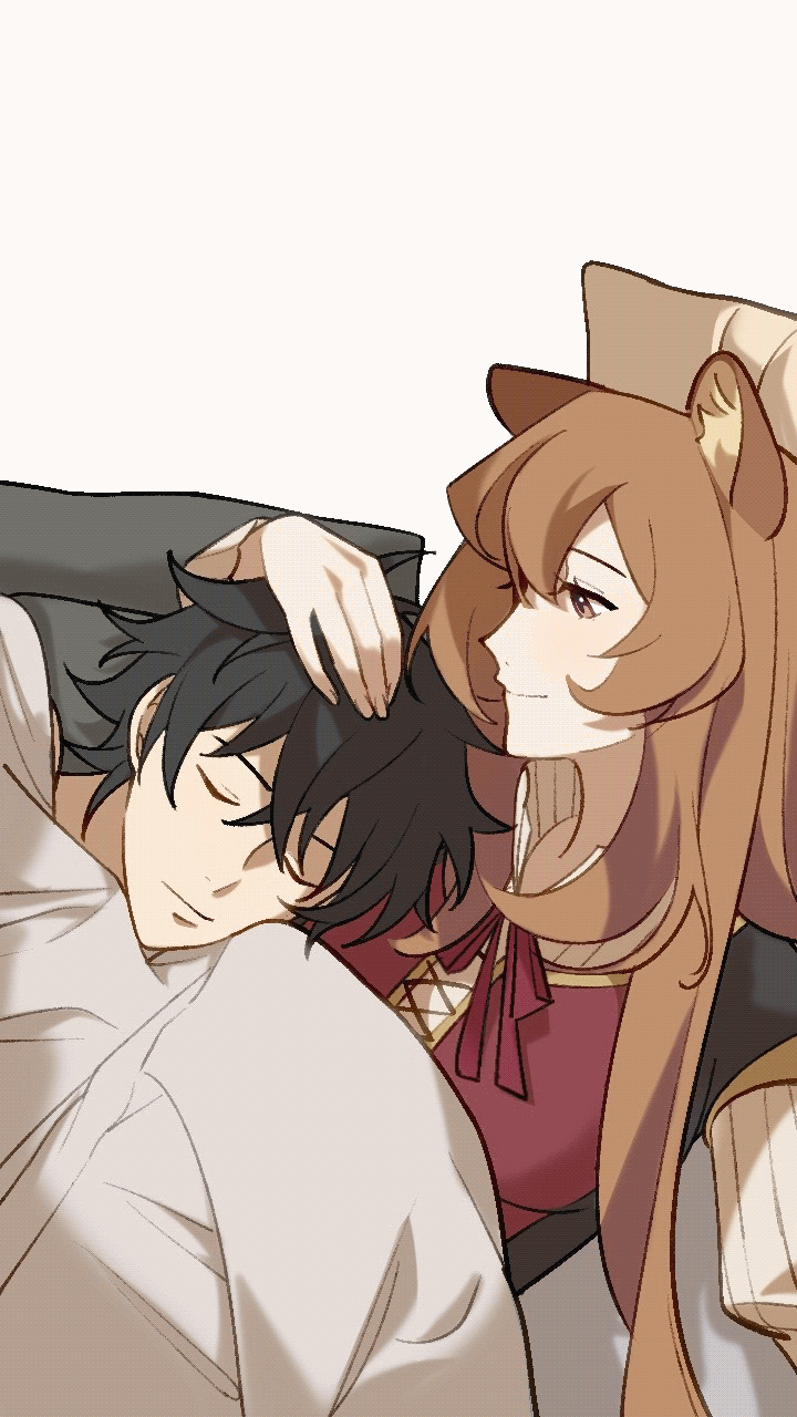 dice657523, iwatani naofumi, raphtalia, tate no yuusha no nariagari, chinese commentary, commentary, commentary request, english commentary, highres, mixed-language commentary, 1boy, 1girl, alternate eye color, animal ear fluff, animal ears, black dress, black hair, breasts, brown eyes, brown hair, closed eyes, closed mouth, collared dress, dress, hair between eyes, hand on another's head, high collar, long hair, long sleeves, lying, messy hair, neck ribbon, on bed, on person, pinstripe dress, pinstripe pattern, raccoon ears, raccoon girl, red dress, red ribbon, ribbon, short hair, simple background, sleeveless, sleeveless dress, small breasts, smile, straight hair, two-tone dress, under covers, white background, white dress, yellow trim