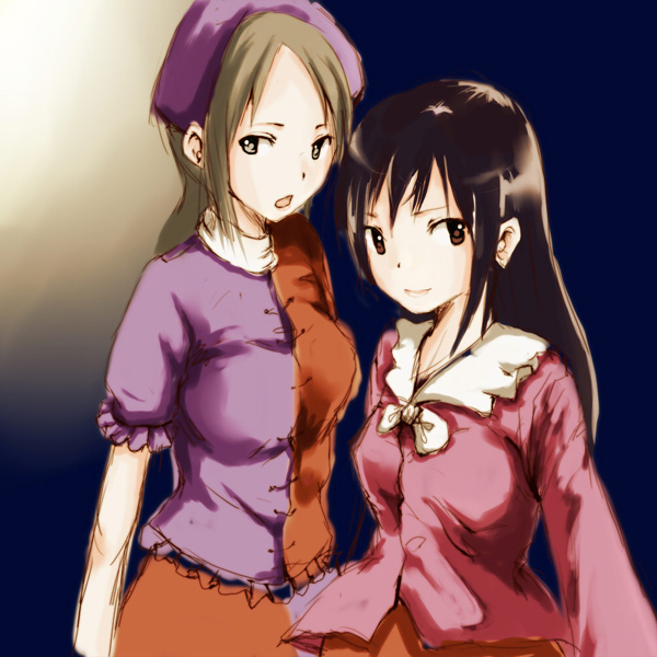 yae (mono110), houraisan kaguya, yagokoro eirin, touhou, bad id, bad pixiv id, 2girls, black hair, female focus, hat, long hair, multiple girls, ribbon