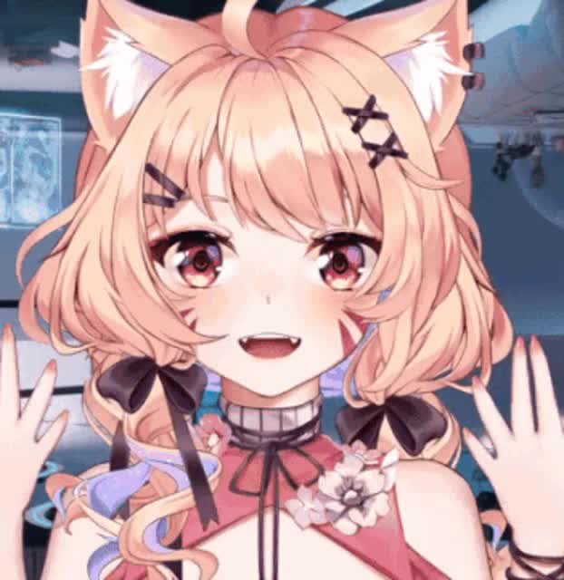 indie virtual youtuber, animated, animated gif, lowres, non-web source, tagme, video, 1girl, ahoge, animal ears, blonde hair, blowing kiss, facial mark, heart, one eye closed, red eyes, squirrel ears, squirrel girl, tongue, tongue out, twintails, virtual youtuber