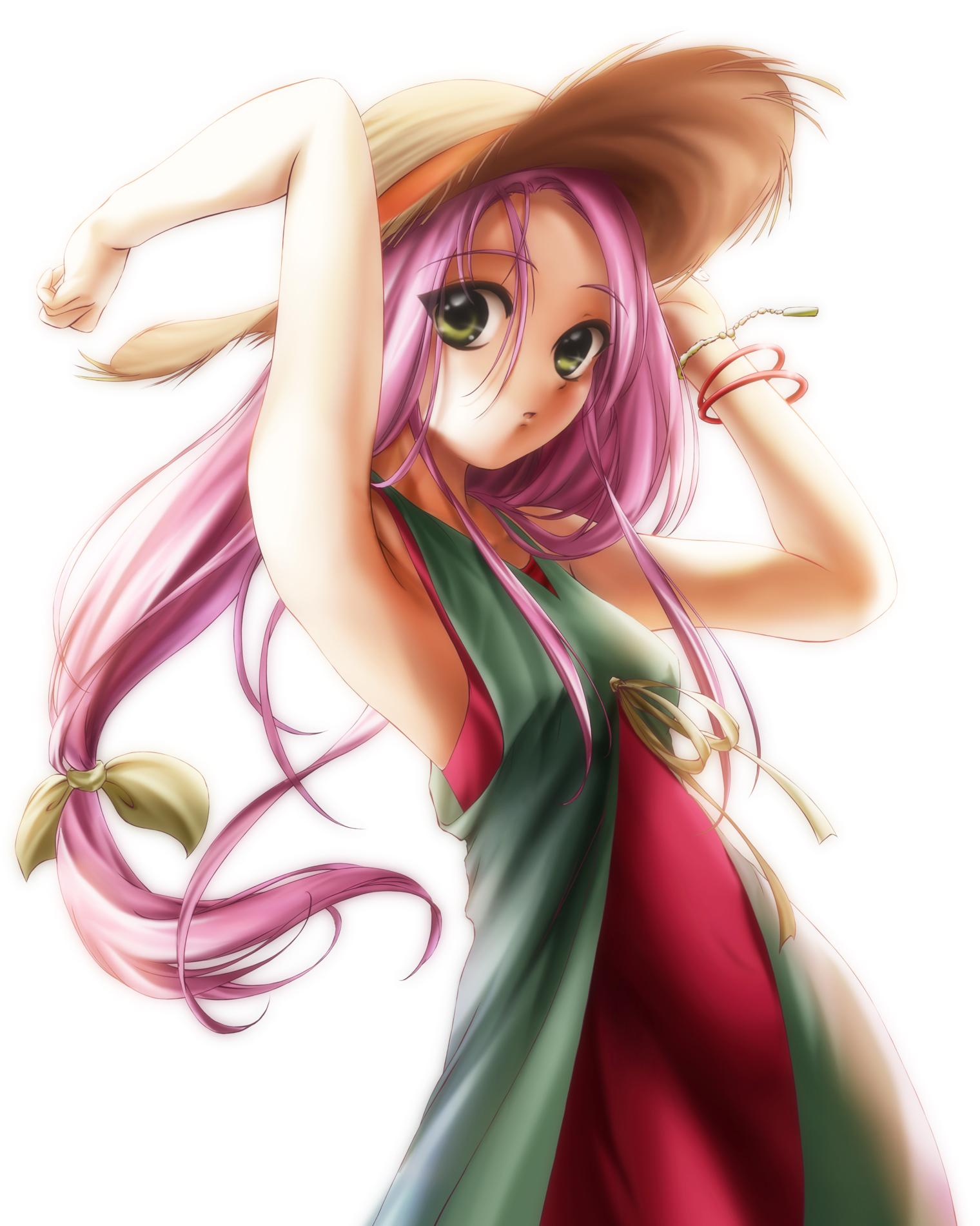 kisaragi (l-calena), lapis lazuli, kidou senkan nadesico, highres, 1girl, dress, female focus, hat, long hair, pink hair, solo, yellow eyes