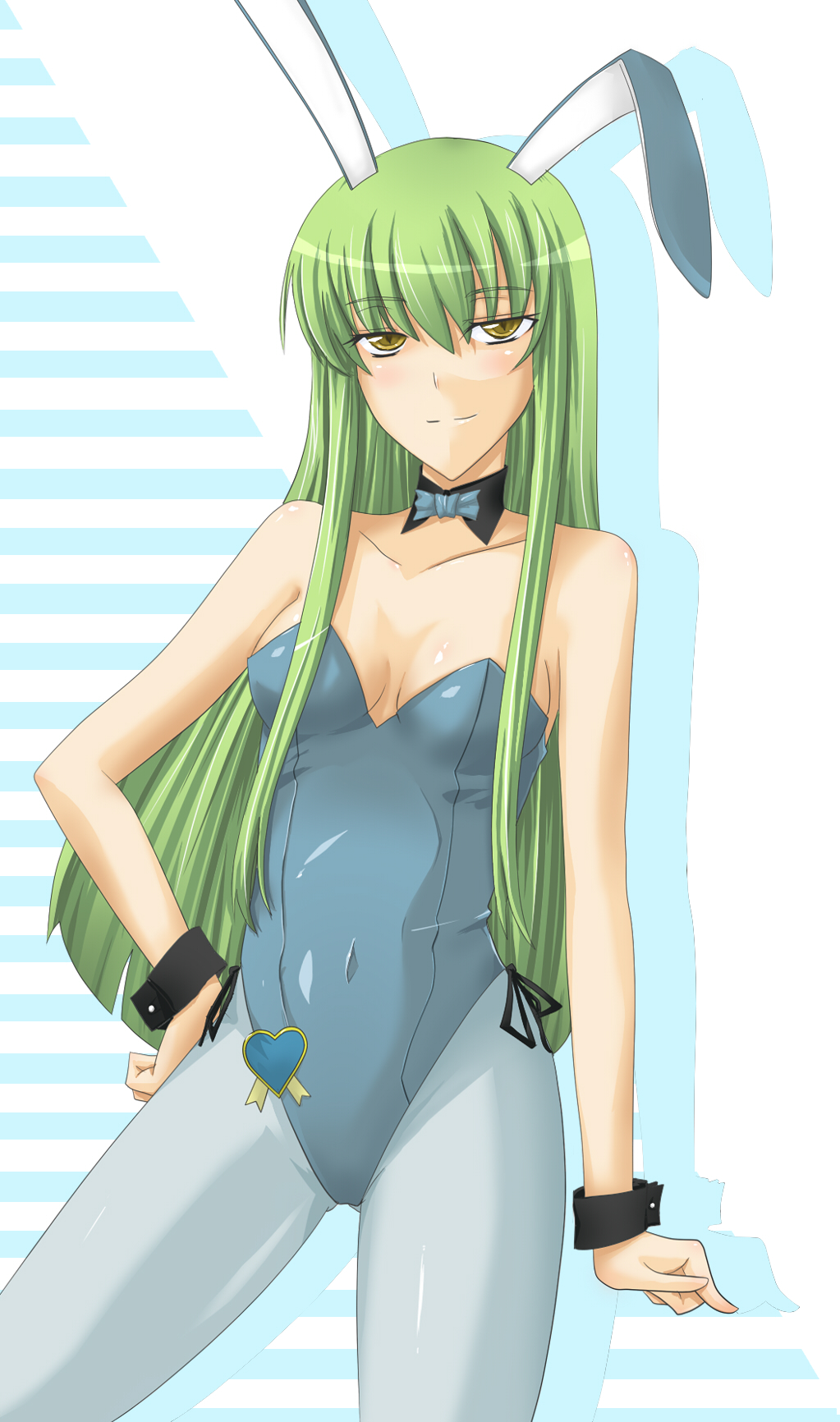 prime (prime tw), c.c., code geass, bad id, bad pixiv id, highres, 00s, 1girl, animal ears, breasts, fake animal ears, female focus, leotard, naughty face, pantyhose, playboy bunny, rabbit ears, solo