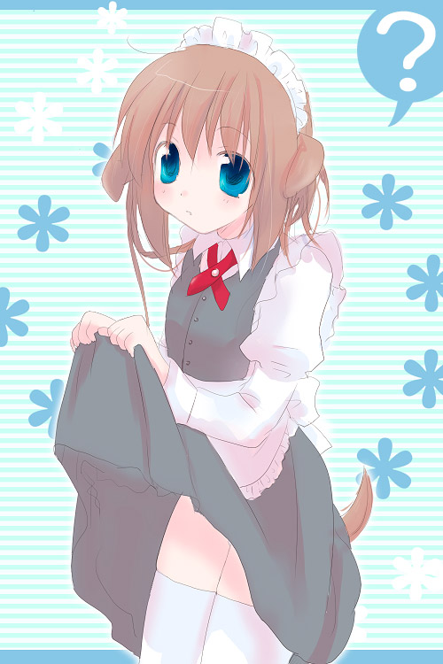 kayune niu, tagme, animal ears, clothes lift, dog ears, maid, skirt, skirt lift, solo