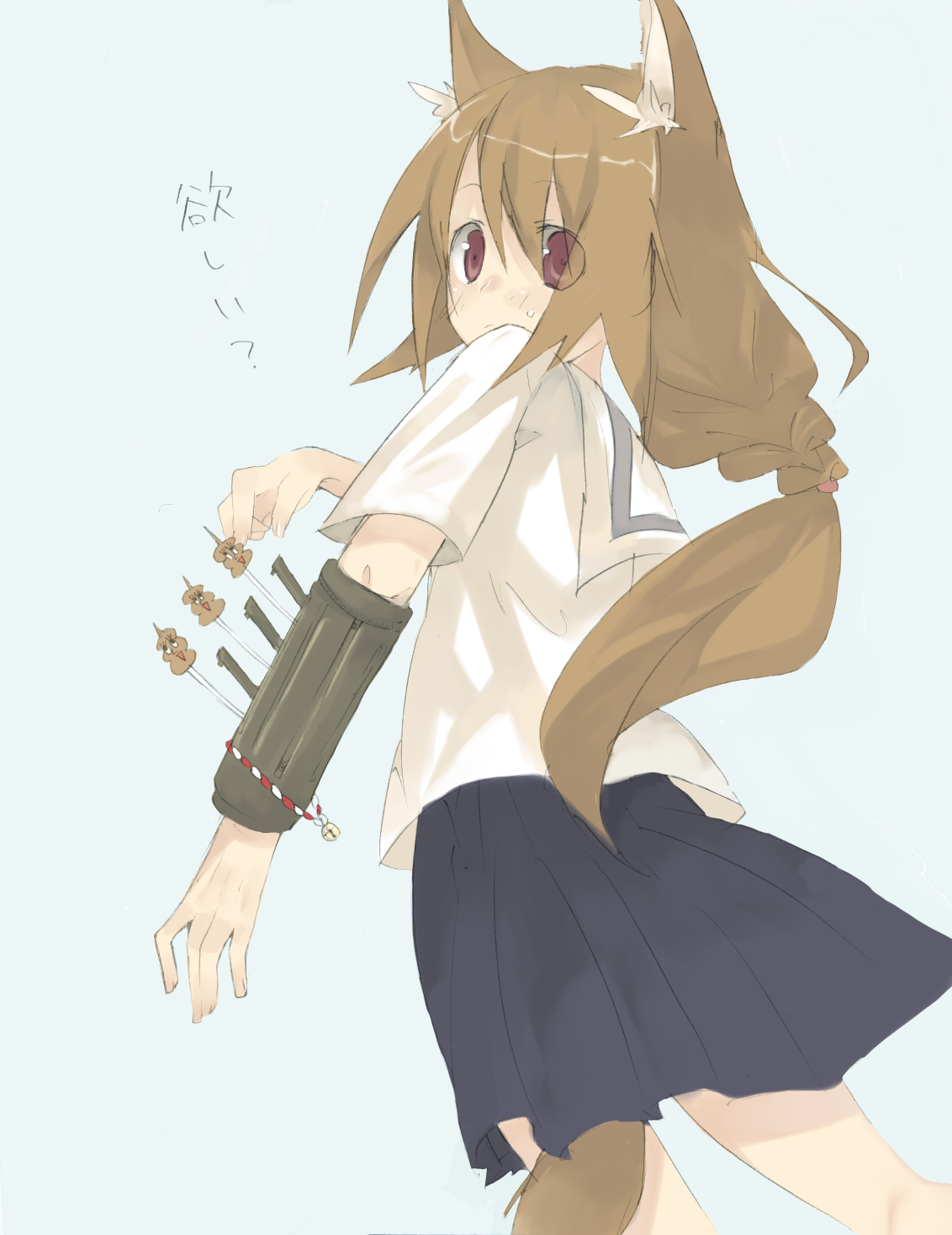 s ko, bad id, bad pixiv id, highres, 1girl, animal ears, braid, brown hair, female focus, fox ears, solo, tail