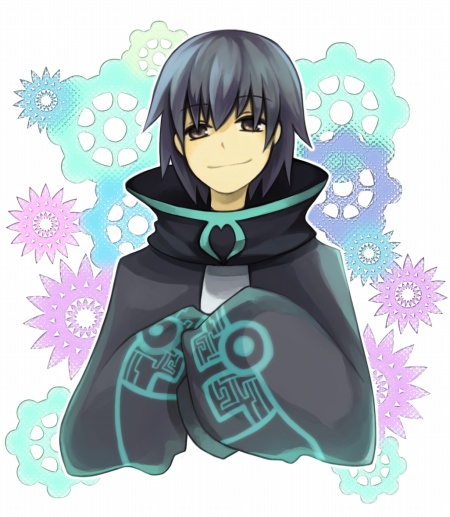 koucha, yoshitomo (koucha), bad id, bad pixiv id, 1boy, black hair, brown eyes, male focus, oversized clothes, short hair, smile, solo, upper body, white background