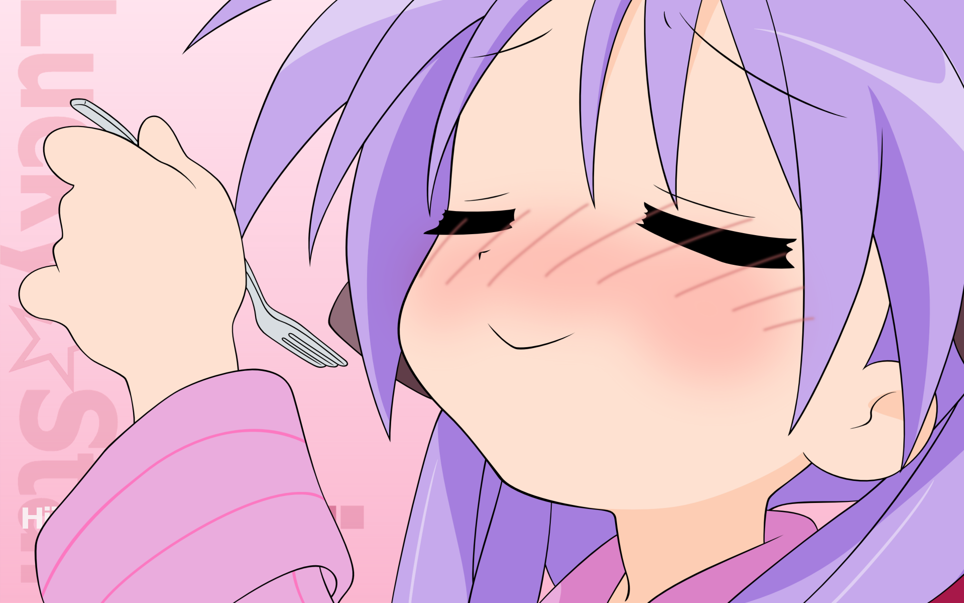 hiiragi kagami, lucky star, highres, tagme, 00s, fork