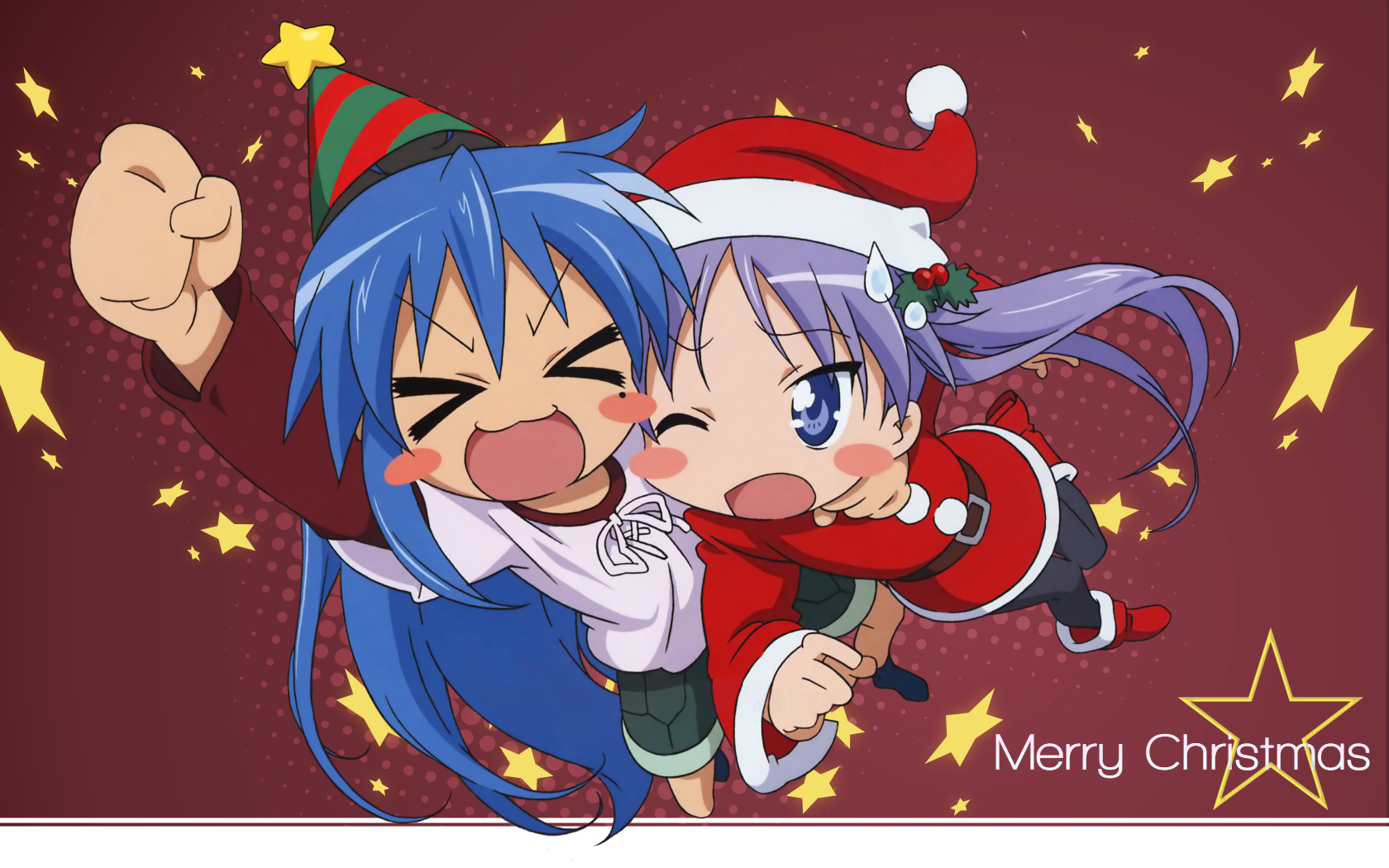 hiiragi kagami, izumi konata, lucky star, highres, tagme, 00s, 2girls, christmas, multiple girls