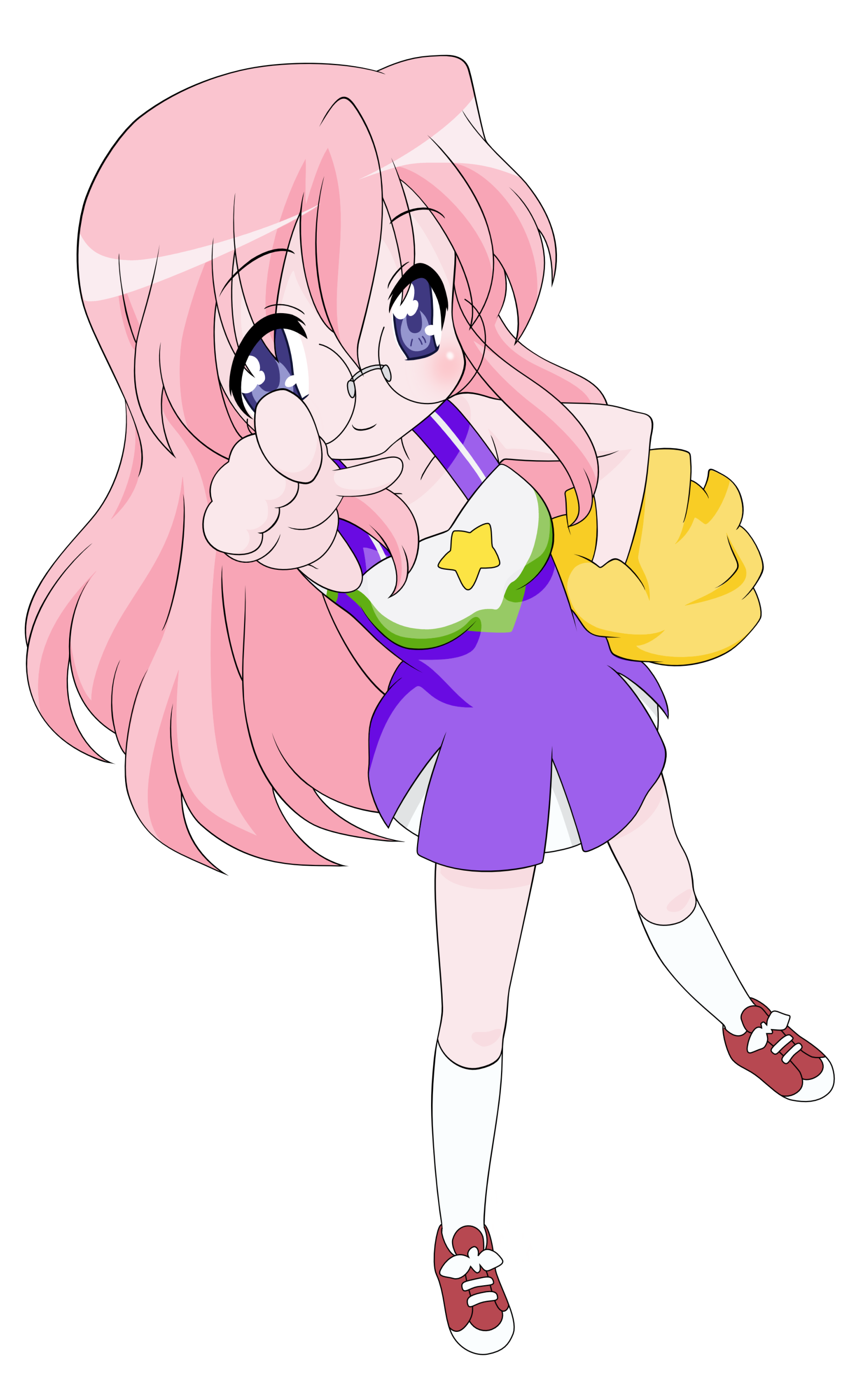 takara miyuki, lucky star, absurdres, derivative work, highres, vector trace, 00s, cheerleader, full body, solo, transparent background