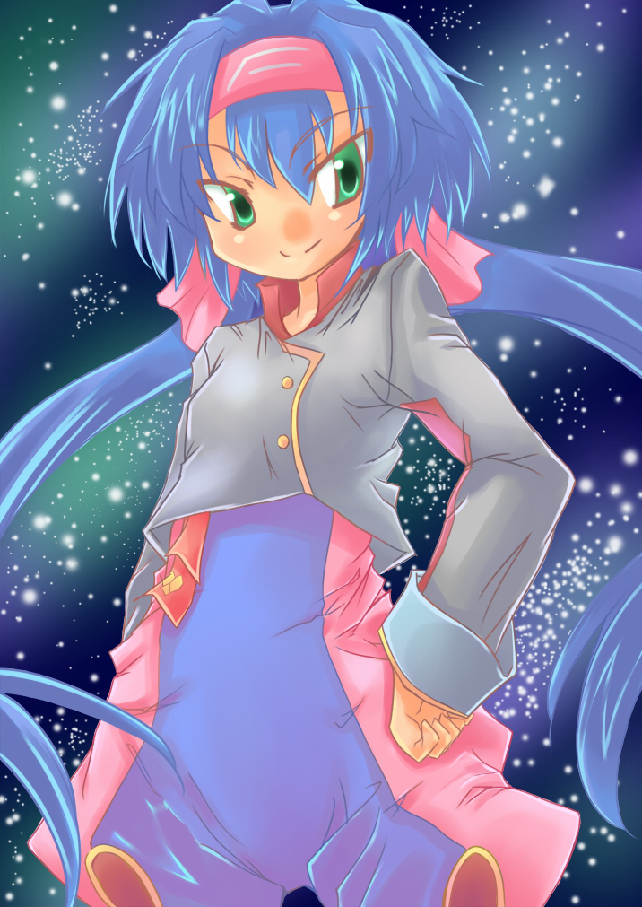 hizuki reiya, klan klein, meltrandi, zentradi, macross, macross frontier, bad id, bad pixiv id, 00s, blue hair, child, green eyes, solo, twintails