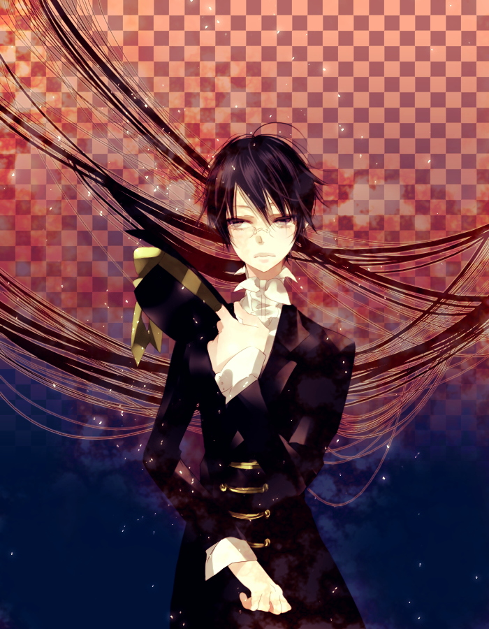 moruko, watanuki kimihiro, xxxholic, bad id, bad pixiv id, 00s, 1boy, black hair, glasses, hat, male focus, rimless eyewear, short hair, solo, unworn headwear
