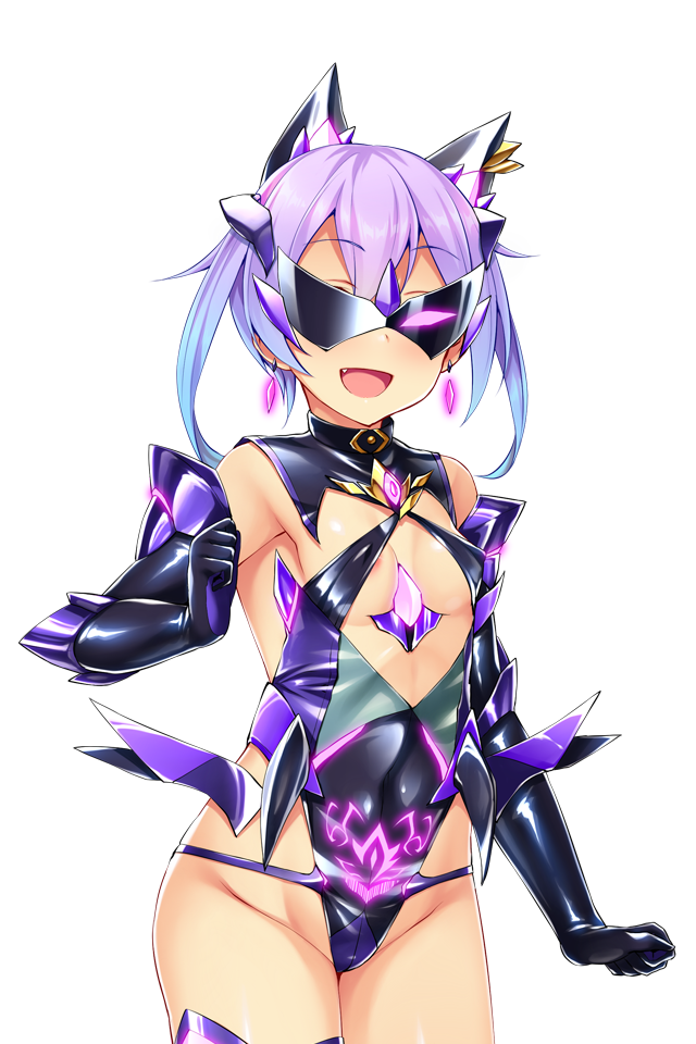 satou kuuki, game cg, large variant set, non-web source, official art, variant set, 1girl, :d, animal ears, black gloves, blue hair, breasts, corruption, covered erect nipples, covered navel, cowboy shot, crown, dark persona, earrings, elbow gloves, evil aqua, eye mask, fang, fujii natsumi (ysphere), gem, gloves, gradient hair, highleg, highleg leotard, jewelry, leotard, looking at viewer, mask, mind control, multicolored hair, open mouth, pubic tattoo, purple hair, shiny clothes, short hair, simple background, small breasts, smile, solo, soukou seiki ysphere, standing, sunglasses, tattoo, thighhighs, transparent background, twintails