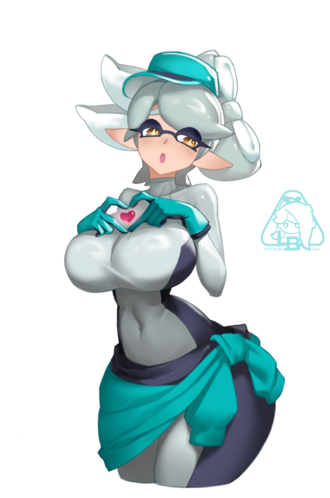 little blood, marnie (pokemon), splatoon (series), splatoon 1, 1girl, alternate costume, breasts, large breasts, tentacle hair
