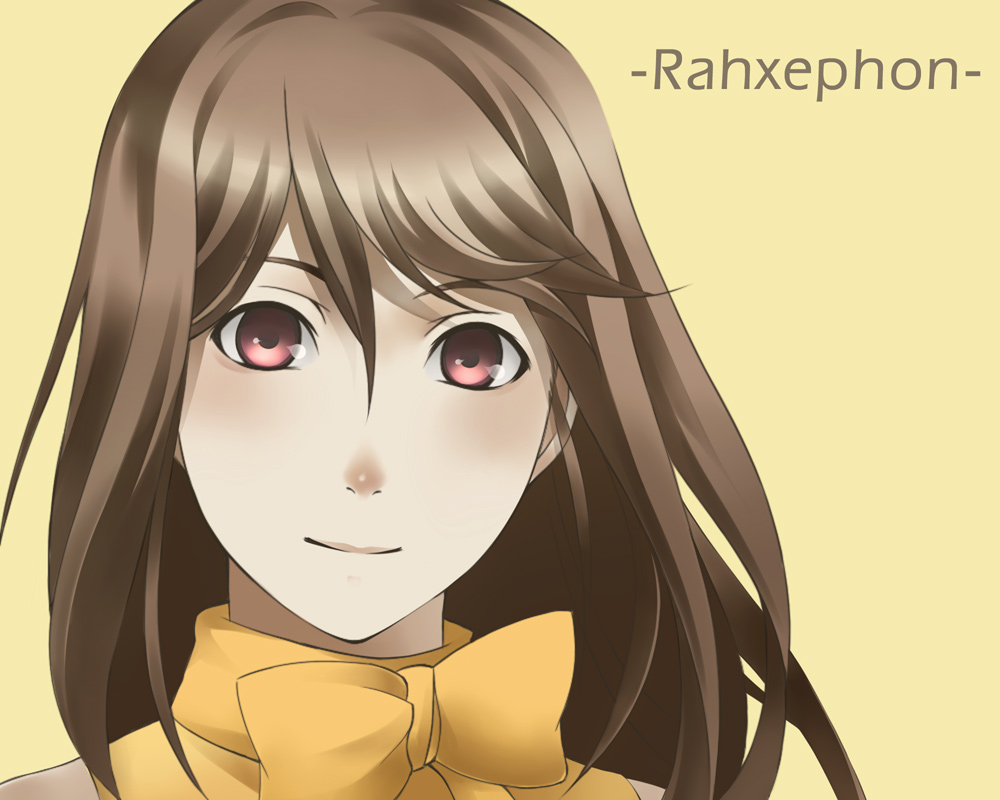 uto, mishima reika, rahxephon, 00s, brown hair, close-up, long hair, pink eyes, portrait, smile, solo, upper body