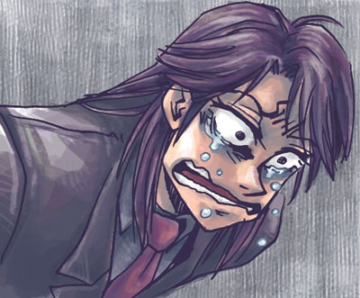 ichijou (kaiji), kaiji, lowres, 1boy, formal clothes, male focus, necktie, red necktie, solo, suit, tears