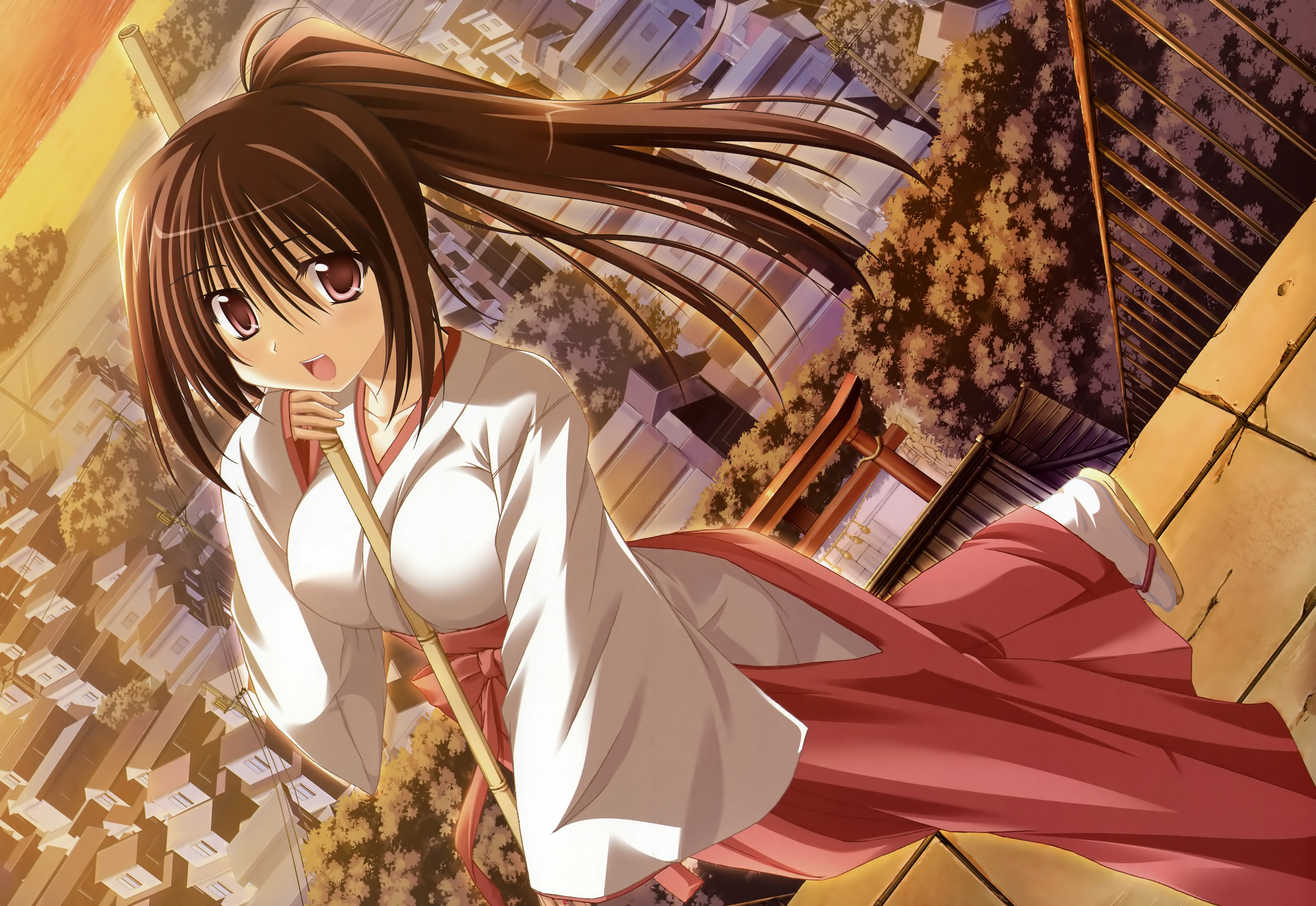 absurdres, highres, tagme, japanese clothes, miko, ponytail