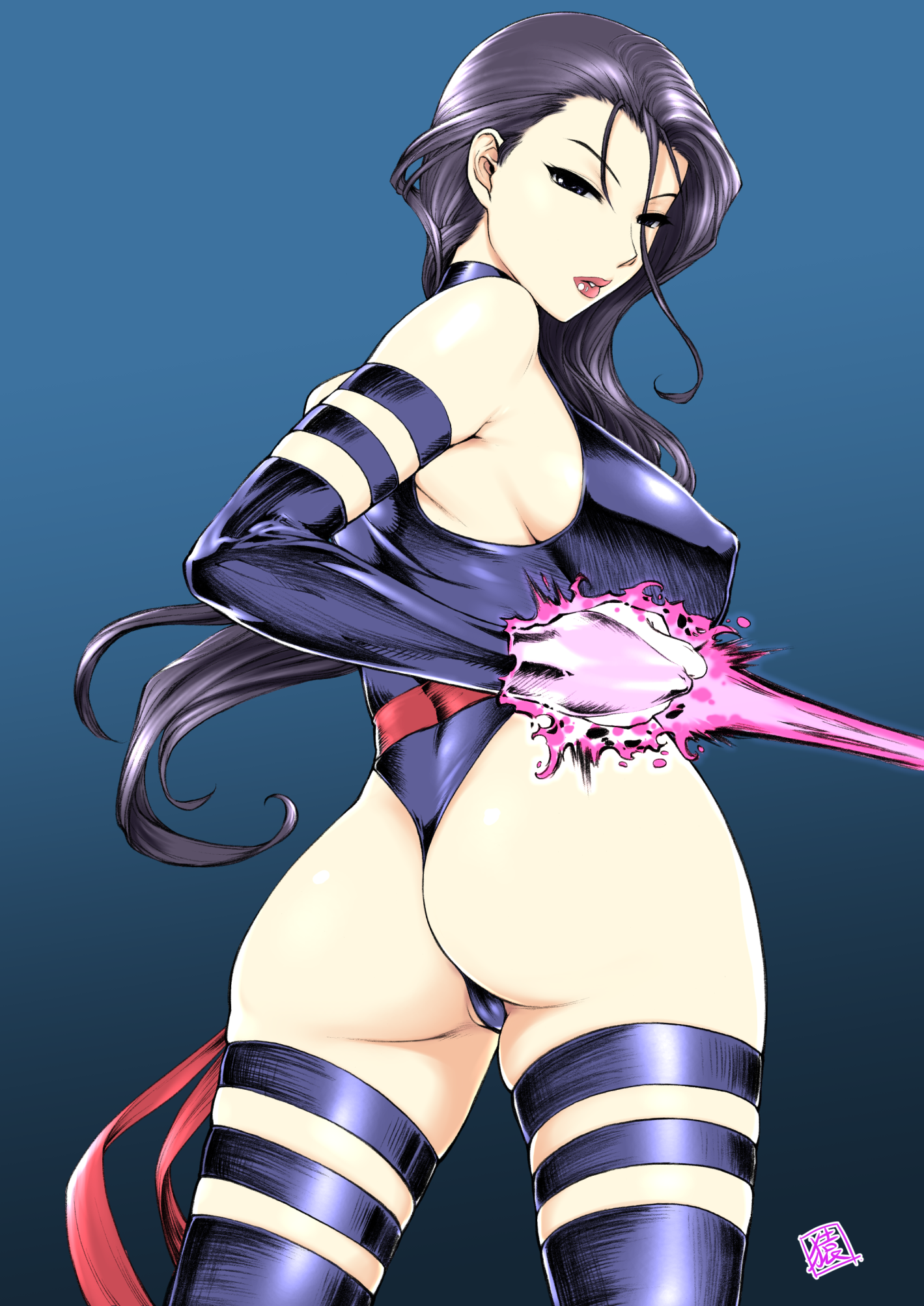 st.germain-sal, psylocke, marvel, x-men, 1girl, ass, breasts, large breasts, long hair