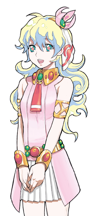 takase (harakiri), nia teppelin, tengen toppa gurren lagann, 00s, blue eyes, hair ornament, long hair, sleeveless, solo
