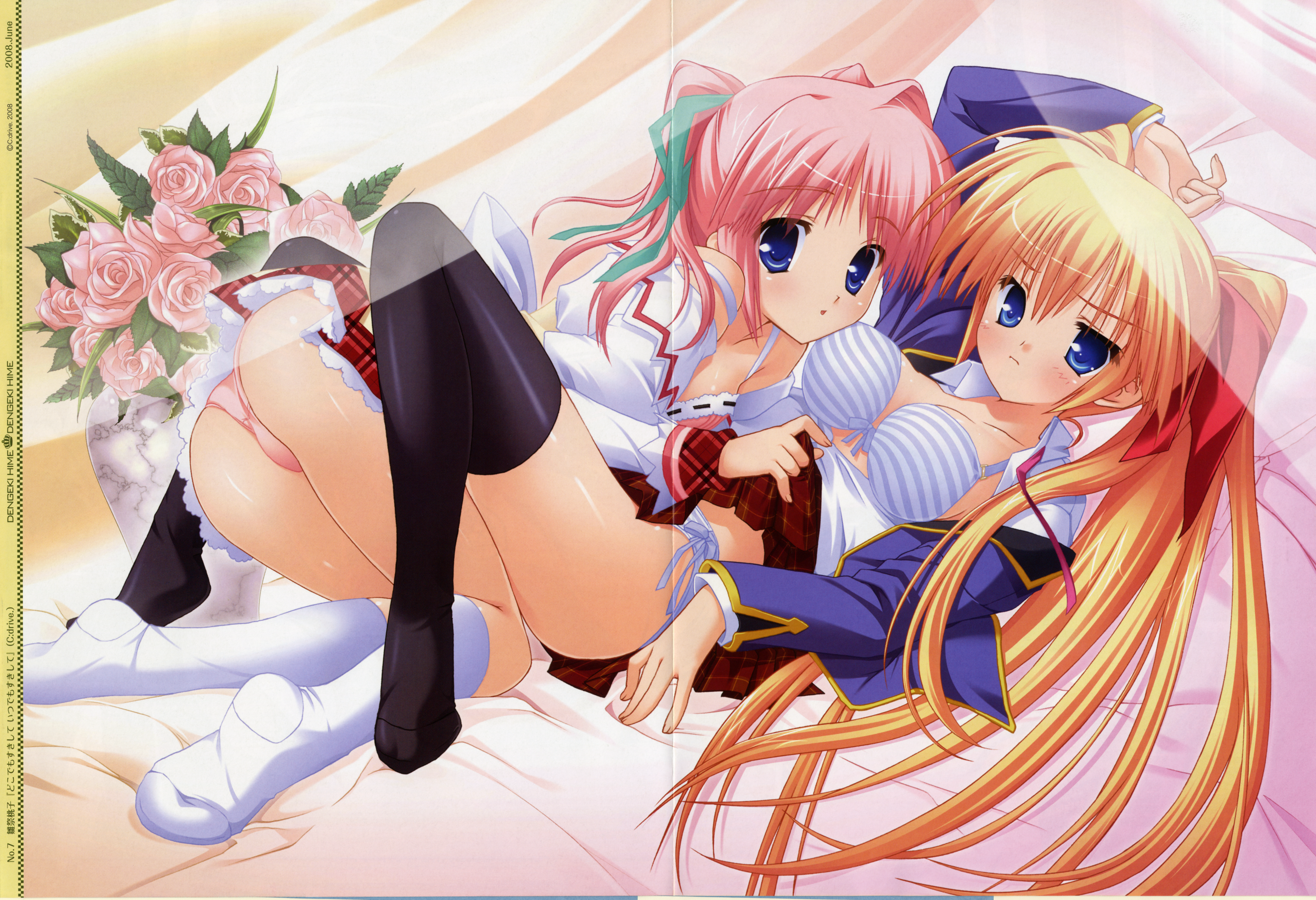 absurdres, artist request, character request, copyright request, highres, magazine scan, scan, tagme, 2girls, multiple girls